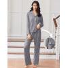 imageEkouaer Women Pajamas Set Long Sleeve Sleepwear Button Down Pjs Soft 2 Piece Loungewear with Long PantsGrey