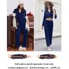 imageEkouaer Women Pajamas Set Long Sleeve Sleepwear Button Down Pjs Soft 2 Piece Loungewear with Long PantsNavy Blue