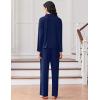 imageEkouaer Women Pajamas Set Long Sleeve Sleepwear Button Down Pjs Soft 2 Piece Loungewear with Long PantsNavy Blue