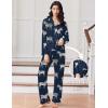 imageEkouaer Women Pajamas Set Long Sleeve Sleepwear Button Down Pjs Soft 2 Piece Loungewear with Long PantsNavy Zebra