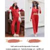 imageEkouaer Women Pajamas Set Long Sleeve Sleepwear Button Down Pjs Soft 2 Piece Loungewear with Long PantsRed