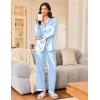 imageEkouaer Womens Classic Button Down Long Satin Silk Pajama SetLight Blue