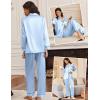 imageEkouaer Womens Classic Button Down Long Satin Silk Pajama SetLight Blue