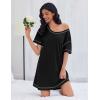 imageEkouaer Cotton Nightgowns for Women Oversized Sleepshirt Tshirt Night Gown Short Sleeve Night Shirt Casual Soft SleepwearBlack