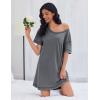 imageEkouaer Cotton Nightgowns for Women Oversized Sleepshirt Tshirt Night Gown Short Sleeve Night Shirt Casual Soft SleepwearGrey