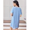 imageEkouaer Cotton Nightgowns for Women Oversized Sleepshirt Tshirt Night Gown Short Sleeve Night Shirt Casual Soft SleepwearLight Blue