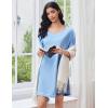 imageEkouaer Cotton Nightgowns for Women Oversized Sleepshirt Tshirt Night Gown Short Sleeve Night Shirt Casual Soft SleepwearLight Blue