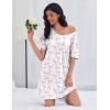 imageEkouaer Cotton Nightgowns for Women Oversized Sleepshirt Tshirt Night Gown Short Sleeve Night Shirt Casual Soft SleepwearLight Pink Floral