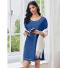 imageEkouaer Cotton Nightgowns for Women Oversized Sleepshirt Tshirt Night Gown Short Sleeve Night Shirt Casual Soft SleepwearNavy