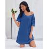 imageEkouaer Cotton Nightgowns for Women Oversized Sleepshirt Tshirt Night Gown Short Sleeve Night Shirt Casual Soft SleepwearNavy