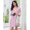 imageEkouaer Cotton Nightgowns for Women Oversized Sleepshirt Tshirt Night Gown Short Sleeve Night Shirt Casual Soft SleepwearPink Floral