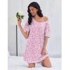 imageEkouaer Cotton Nightgowns for Women Oversized Sleepshirt Tshirt Night Gown Short Sleeve Night Shirt Casual Soft SleepwearPink Floral