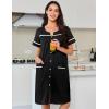 imageEkouaer Nightgowns for Women Cotton House Dress with Pockets Button Down Night Gown Short Sleeve Duster Housecoat S3XLBlack