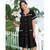 imageEkouaer Nightgowns for Women Cotton House Dress with Pockets Button Down Night Gown Short Sleeve Duster Housecoat S3XLBlack