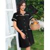 imageEkouaer Nightgowns for Women Cotton House Dress with Pockets Button Down Night Gown Short Sleeve Duster Housecoat S3XLBlack