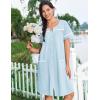 imageEkouaer Nightgowns for Women Cotton House Dress with Pockets Button Down Night Gown Short Sleeve Duster Housecoat S3XLBlue
