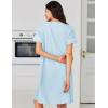 imageEkouaer Nightgowns for Women Cotton House Dress with Pockets Button Down Night Gown Short Sleeve Duster Housecoat S3XLBlue