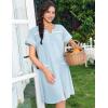 imageEkouaer Nightgowns for Women Cotton House Dress with Pockets Button Down Night Gown Short Sleeve Duster Housecoat S3XLBlue