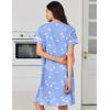 imageEkouaer Nightgowns for Women Cotton House Dress with Pockets Button Down Night Gown Short Sleeve Duster Housecoat S3XLBlue Birds