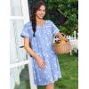 imageEkouaer Nightgowns for Women Cotton House Dress with Pockets Button Down Night Gown Short Sleeve Duster Housecoat S3XLBlue Birds