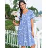 imageEkouaer Nightgowns for Women Cotton House Dress with Pockets Button Down Night Gown Short Sleeve Duster Housecoat S3XLBlue Birds