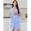 imageEkouaer Nightgowns for Women Cotton House Dress with Pockets Button Down Night Gown Short Sleeve Duster Housecoat S3XLBlue Birds