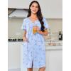 imageEkouaer Nightgowns for Women Cotton House Dress with Pockets Button Down Night Gown Short Sleeve Duster Housecoat S3XLBlue Flowers