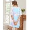 imageEkouaer Nightgowns for Women Short Sleeve Sleepshirts Crew Neck Nightshirts Color Block Pajamas Dress Soft Sleepwear Purple Tie Dye Small