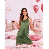 imageEkouaer Silky Satin Nightgown for Women Sleeveless Sleepwear Tank O Neck Night Shirts Pleated Sleepshirt Casual Dress S3XLArmy Green