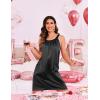 imageEkouaer Silky Satin Nightgown for Women Sleeveless Sleepwear Tank O Neck Night Shirts Pleated Sleepshirt Casual Dress S3XLBlack