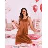 imageEkouaer Silky Satin Nightgown for Women Sleeveless Sleepwear Tank O Neck Night Shirts Pleated Sleepshirt Casual Dress S3XLCamel