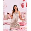 imageEkouaer Silky Satin Nightgown for Women Sleeveless Sleepwear Tank O Neck Night Shirts Pleated Sleepshirt Casual Dress S3XLChampagne