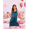 imageEkouaer Silky Satin Nightgown for Women Sleeveless Sleepwear Tank O Neck Night Shirts Pleated Sleepshirt Casual Dress S3XLDeep Blue