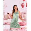 imageEkouaer Silky Satin Nightgown for Women Sleeveless Sleepwear Tank O Neck Night Shirts Pleated Sleepshirt Casual Dress S3XLLight Green