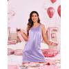 imageEkouaer Silky Satin Nightgown for Women Sleeveless Sleepwear Tank O Neck Night Shirts Pleated Sleepshirt Casual Dress S3XLLilac