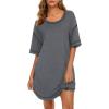 imageEkouaer Cotton Nightgowns for Women Oversized Sleepshirt Tshirt Night Gown Short Sleeve Night Shirt Casual Soft SleepwearGrey