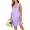 imageEkouaer Silky Satin Nightgown for Women Sleeveless Sleepwear Tank O Neck Night Shirts Pleated Sleepshirt Casual Dress S3XLLilac