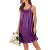 imageEkouaer Silky Satin Nightgown for Women Sleeveless Sleepwear Tank O Neck Night Shirts Pleated Sleepshirt Casual Dress S3XLPurple