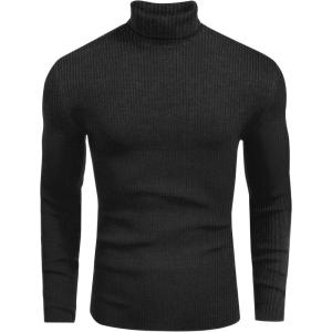 imageEkouaer Mens Turtleneck Shirts Ribbed Lightweight Sweater Long Sleeve Casual Pullover Thermal Undershirts SXXLBlack