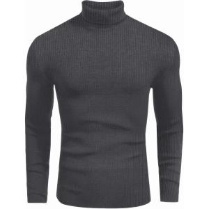 imageEkouaer Mens Turtleneck Shirts Ribbed Lightweight Sweater Long Sleeve Casual Pullover Thermal Undershirts SXXLDark Grey