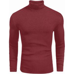 imageEkouaer Mens Turtleneck Shirts Ribbed Lightweight Sweater Long Sleeve Casual Pullover Thermal Undershirts SXXLDark Red