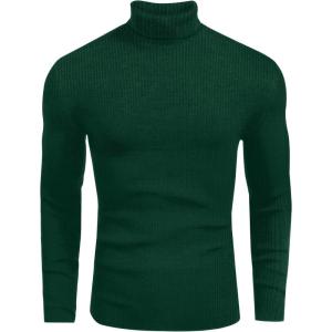 imageEkouaer Mens Turtleneck Shirts Ribbed Lightweight Sweater Long Sleeve Casual Pullover Thermal Undershirts SXXLGreen