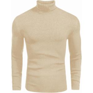 imageEkouaer Mens Turtleneck Shirts Ribbed Lightweight Sweater Long Sleeve Casual Pullover Thermal Undershirts SXXLLight Khaki