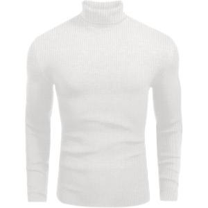 imageEkouaer Mens Turtleneck Shirts Ribbed Lightweight Sweater Long Sleeve Casual Pullover Thermal Undershirts SXXLWhite