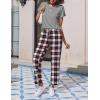 imageEkouaer 2 Pack Pajamas for Women Set Short Sleeve Sleepwear Top and Pants Pjs Soft Printed Lounge Sets with PocketsBlack Red PlaidLight Grey Plaid
