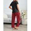 imageEkouaer 2 Pack Pajamas for Women Set Short Sleeve Sleepwear Top and Pants Pjs Soft Printed Lounge Sets with PocketsBlack Red PlaidLight Grey Plaid