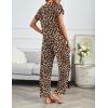 imageEkouaer 2 Pack Pajamas for Women Set Short Sleeve Sleepwear Top and Pants Pjs Soft Printed Lounge Sets with PocketsBlackLeopard