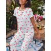 imageEkouaer 2 Pack Pajamas for Women Set Short Sleeve Sleepwear Top and Pants Pjs Soft Printed Lounge Sets with PocketsCheetah FlowerNavy Blue Flamingo