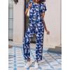 imageEkouaer 2 Pack Pajamas for Women Set Short Sleeve Sleepwear Top and Pants Pjs Soft Printed Lounge Sets with PocketsCheetah FlowerNavy Blue Flamingo