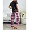 imageEkouaer 2 Pack Pajamas for Women Set Short Sleeve Sleepwear Top and Pants Pjs Soft Printed Lounge Sets with PocketsDeep Grey PlaidBlack Purple Plaid